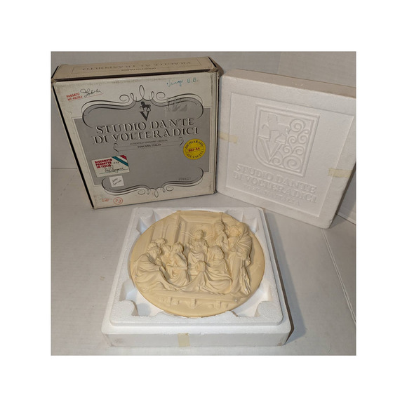 Vtg 1985 Studio Dante Di Volteradici Christ Among Doctors Ivory Alabaster Plate - Picture 1 of 12